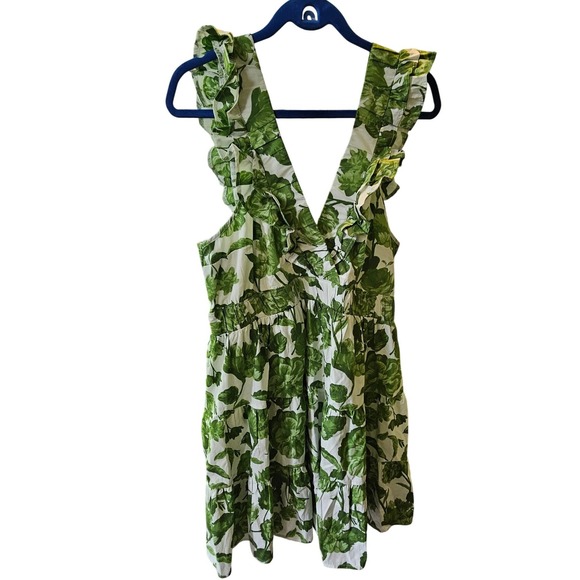 Abercrombie & Fitch Floral‎ Ruffle V Neck Dress Size Large - Picture 2 of 8